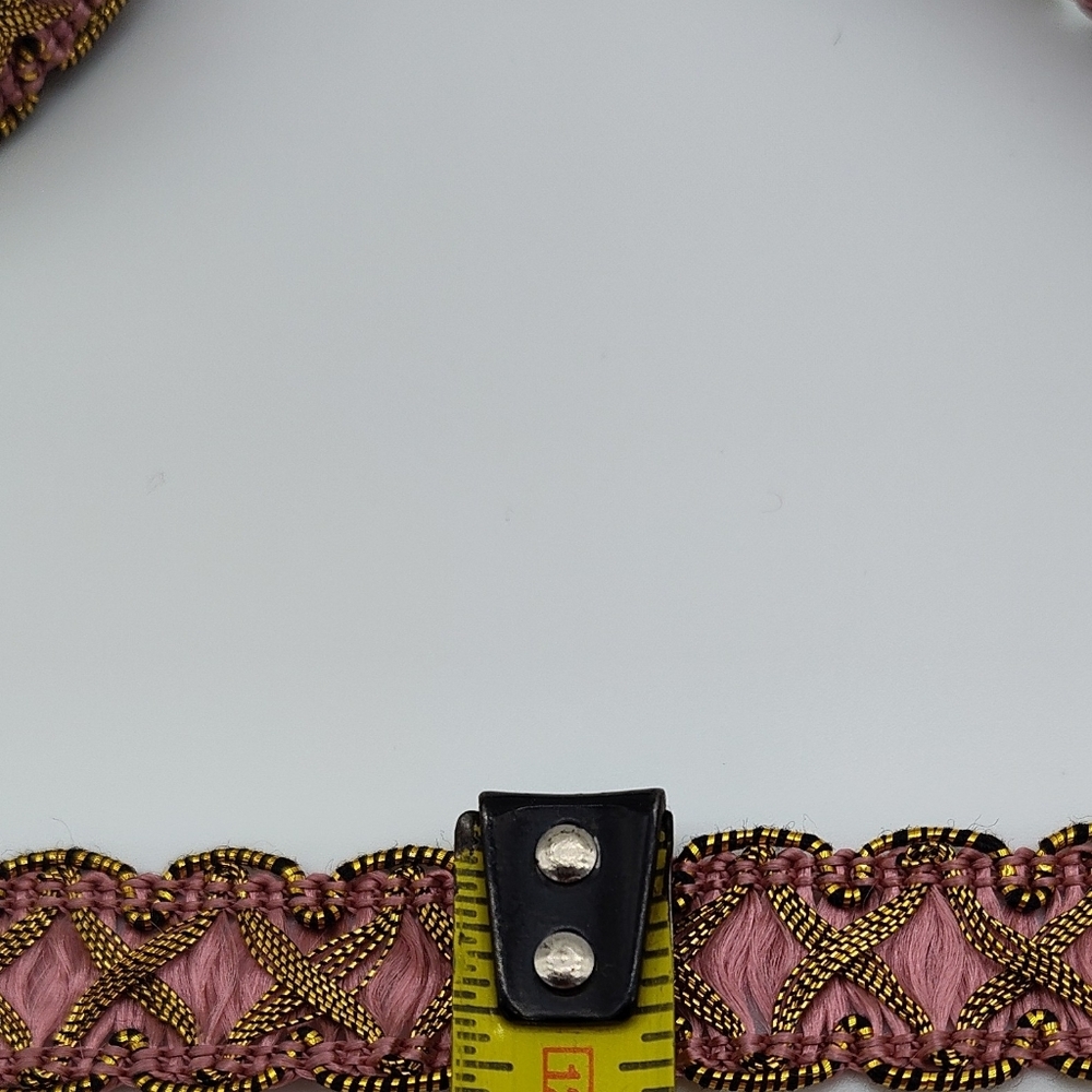 Vintage 1940s French Pink Gold Metallic Silk Jacquard Ribbon Couture TWO YARDS - Picture 6 of 6